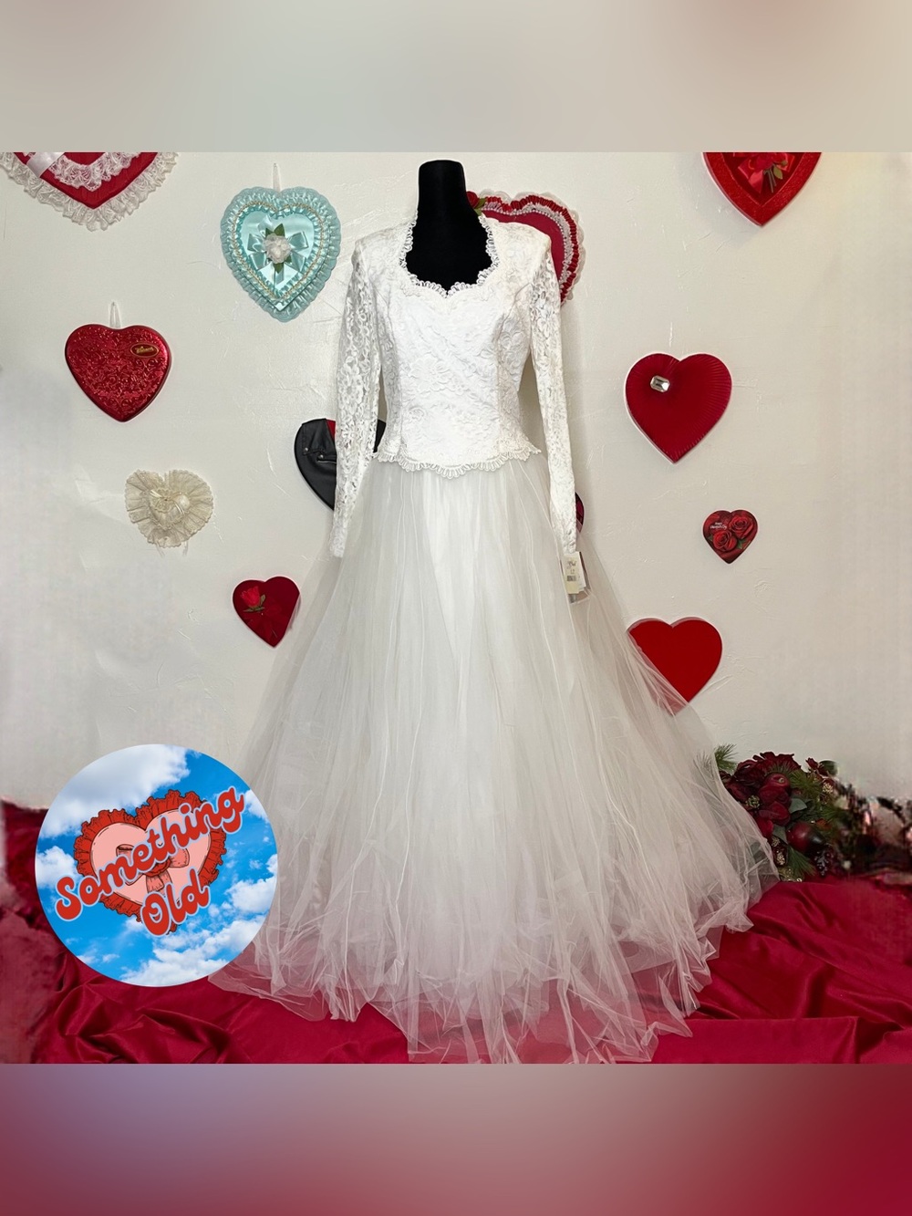 NWT JESSICA MCCLINTOCK LACE LONG SLEEVE FULL LENGTH TULLE WEDDING GOWN SZ 12